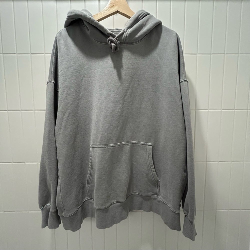 TNA Aritzia Cozy Fleece Perfect Hoodie GD Steel Grey Size 3 L XL Cotton Poly